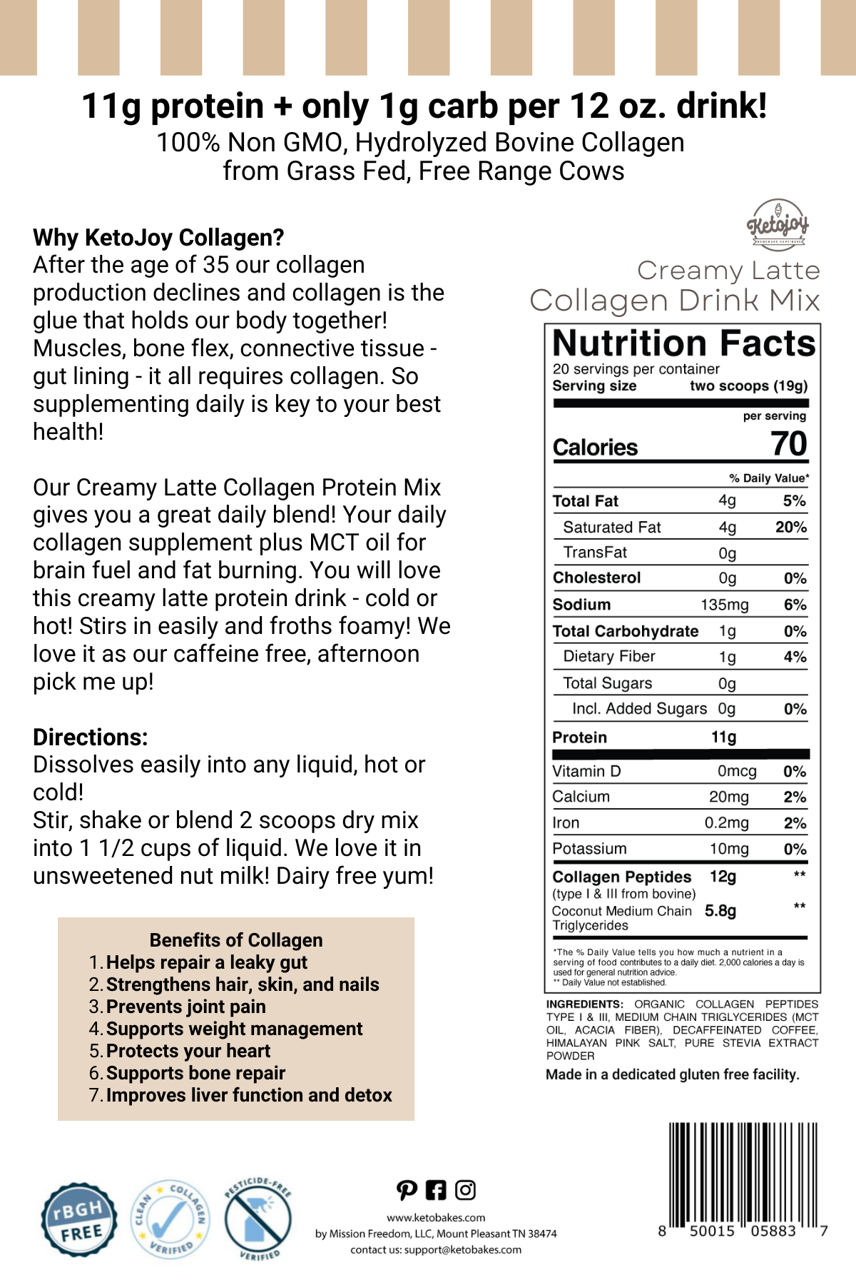 Collagen Drink - Decaf Latte -1g carb