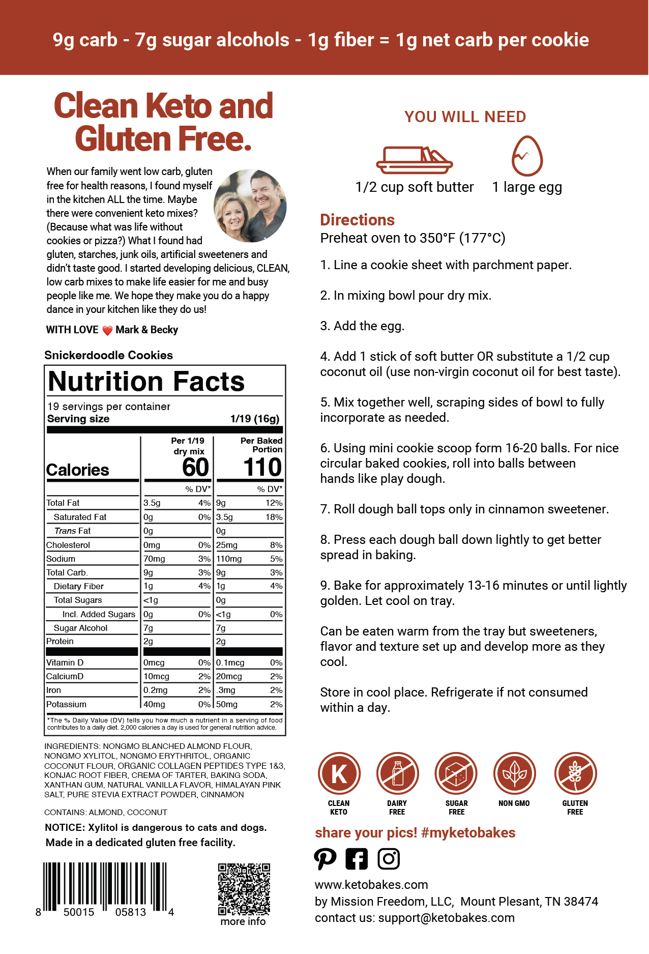 Snickerdoodle Cookie Mix - 1g net carb