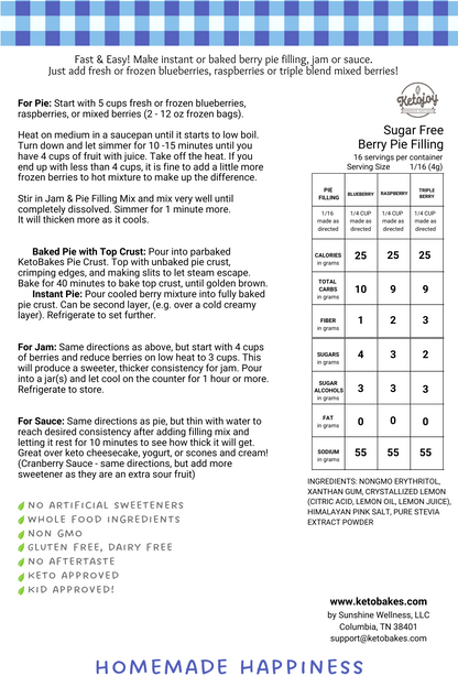 Berry Pie Filling & Jam Mix - 9g net carb