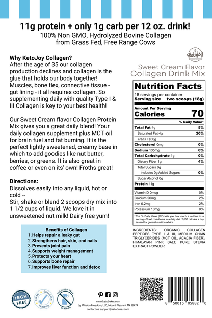 Collagen Drink - Sweet Cream - 1g carb