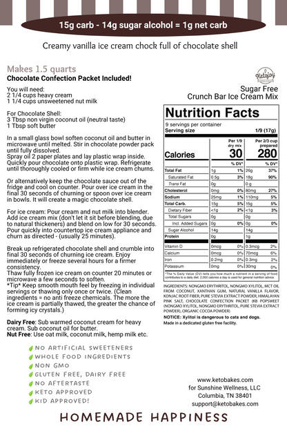 Ice Cream Mix - CRUNCH BAR - 1g net carb