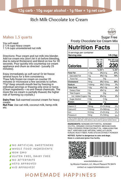 Ice Cream Mix - FROSTY CHOCOLATE - 1g net carbs