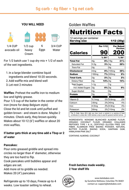 Golden Waffles & Pancake Mix - 1g net carb