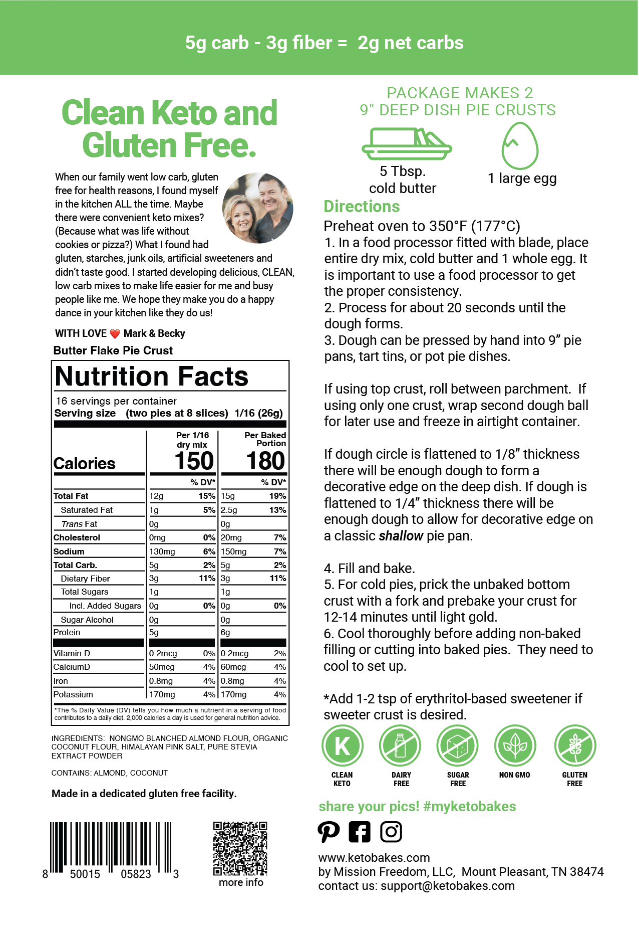 Butterflake Pie Crust Mix - 2g net carb