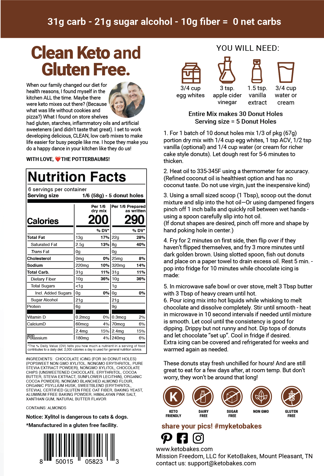 Donut Holes with Chocolate Icing - 0 g net carbs