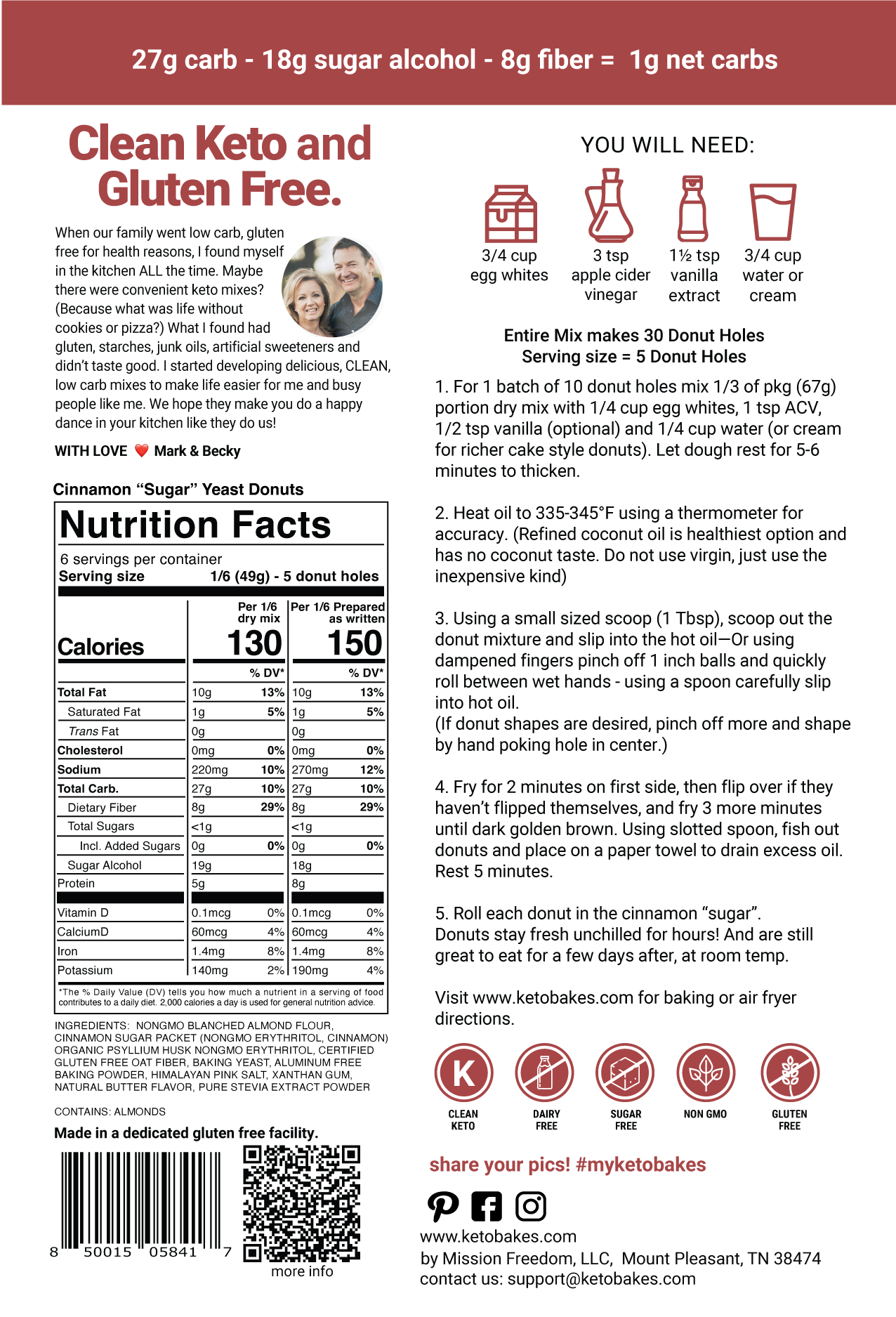 Cinnamon Sugar Donut Holes - 1g net carb