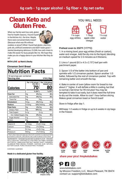 Cinnamon Swirl Bread Mix - 0 g net carbs