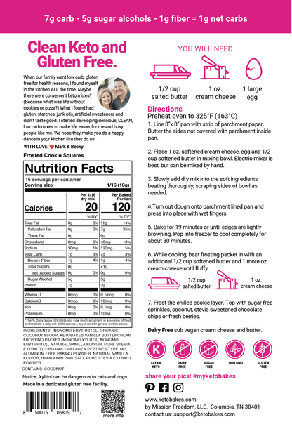 Frosted Cookie Bars Mix - 1g net carb