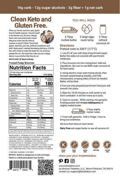 Frosted Fudgy Brownie Mix - 1g net carb