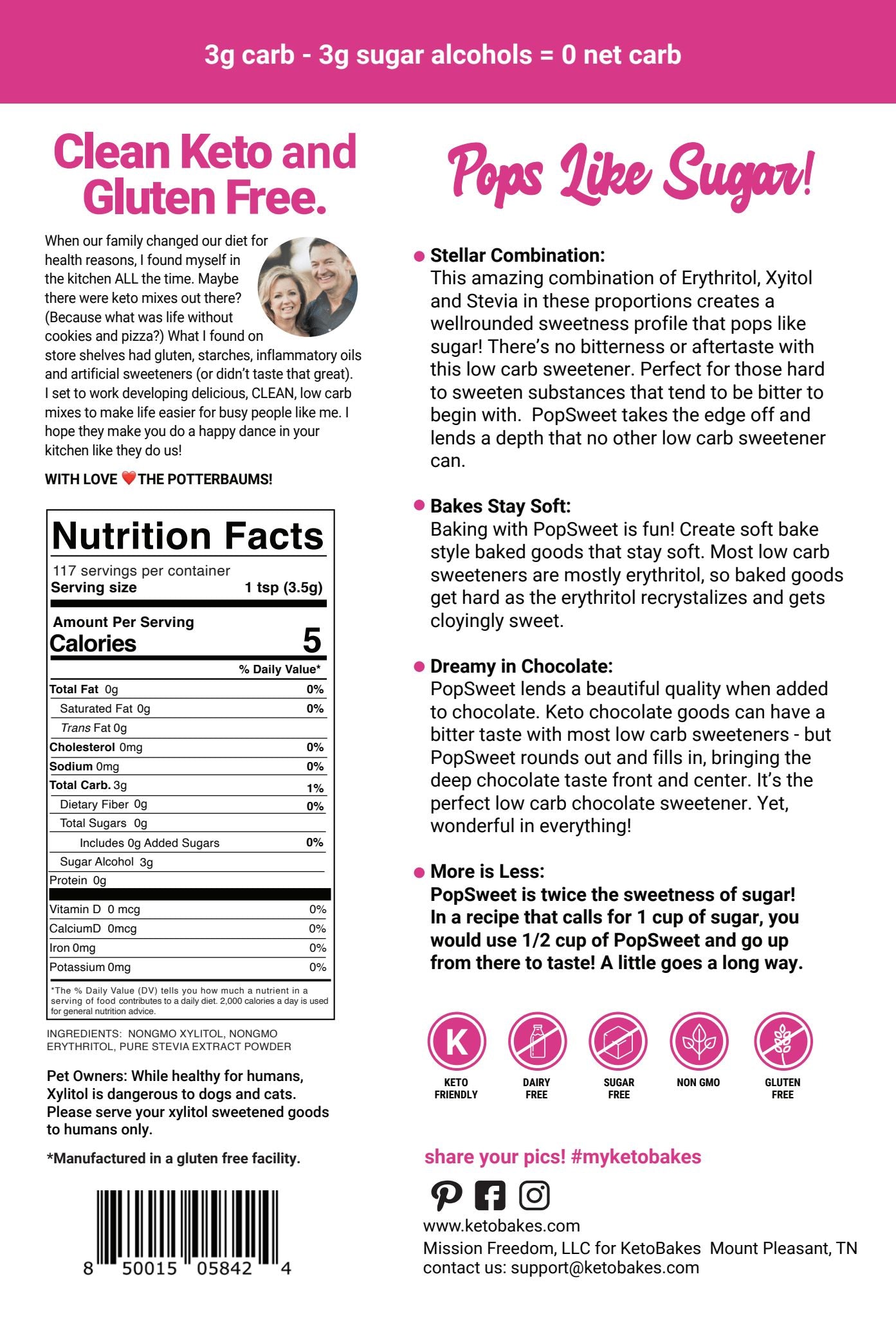 PopSweet All Natural Sweetener - 0 g net carb