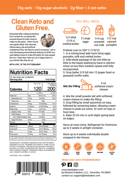 Pumpkin Spice Cream Cheese Cake Mix -3g net carb