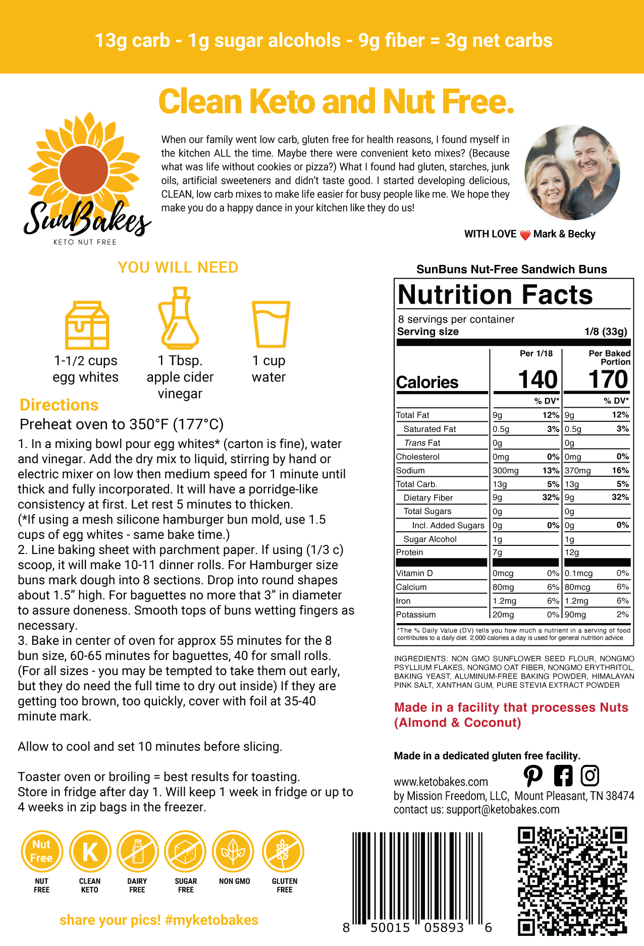 SunBuns Sandwich Buns Mix - 3 g net carb