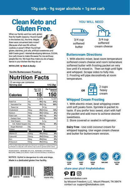 Vanilla Buttercream Frosting - 1g net carb