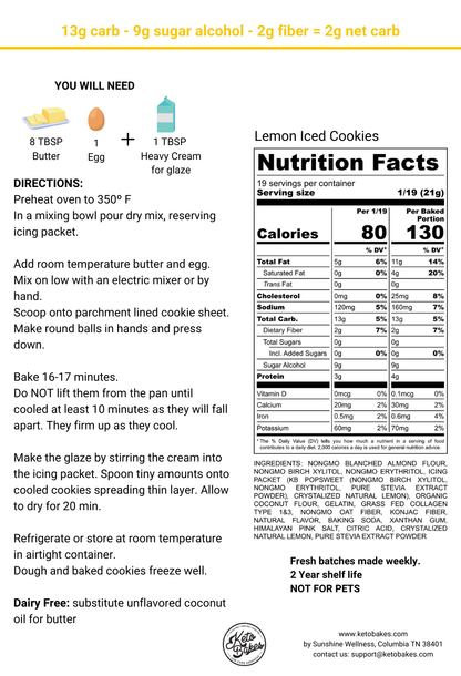 Lemon Iced Cookies - 2g net carb