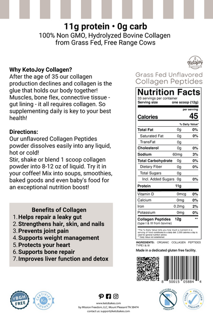 Pure Collagen Peptides Powder - 0 g carb