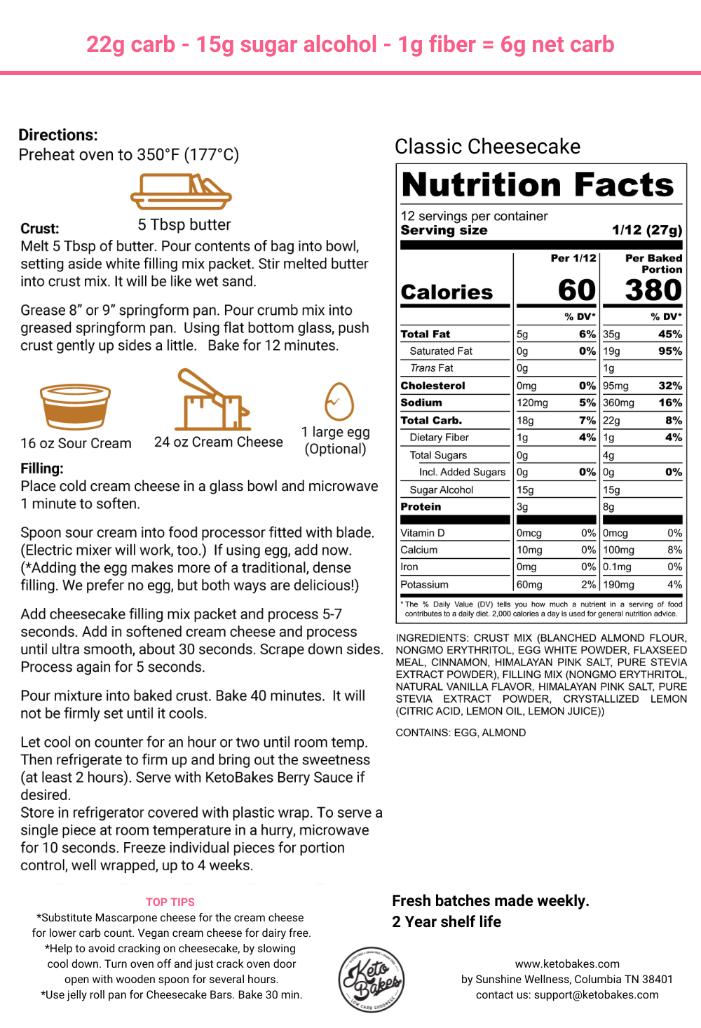Classic Cheesecake Mix - 6g net carb
