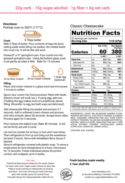 Classic Cheesecake Mix - 6g net carb