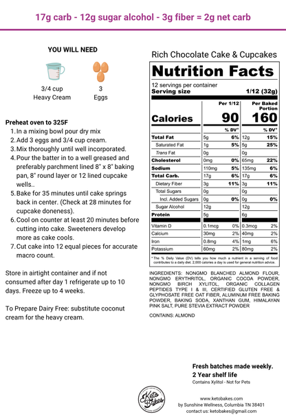 Rich Chocolate Cake & Cupcakes Mix - 2g net carbs