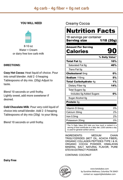 Creamy Cocoa Mix - 1g carb